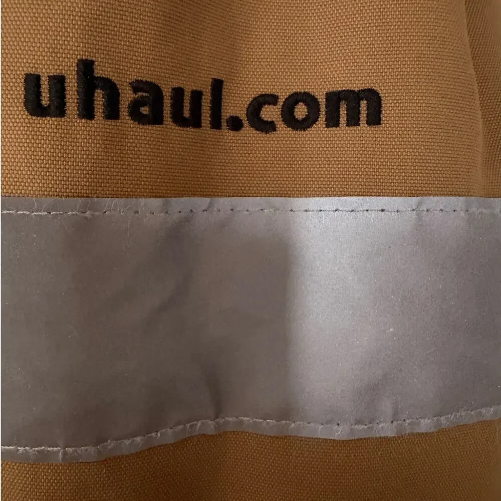 U-Haul Men's M Brown Reflective Hooded Work Jacket Quilted Lined